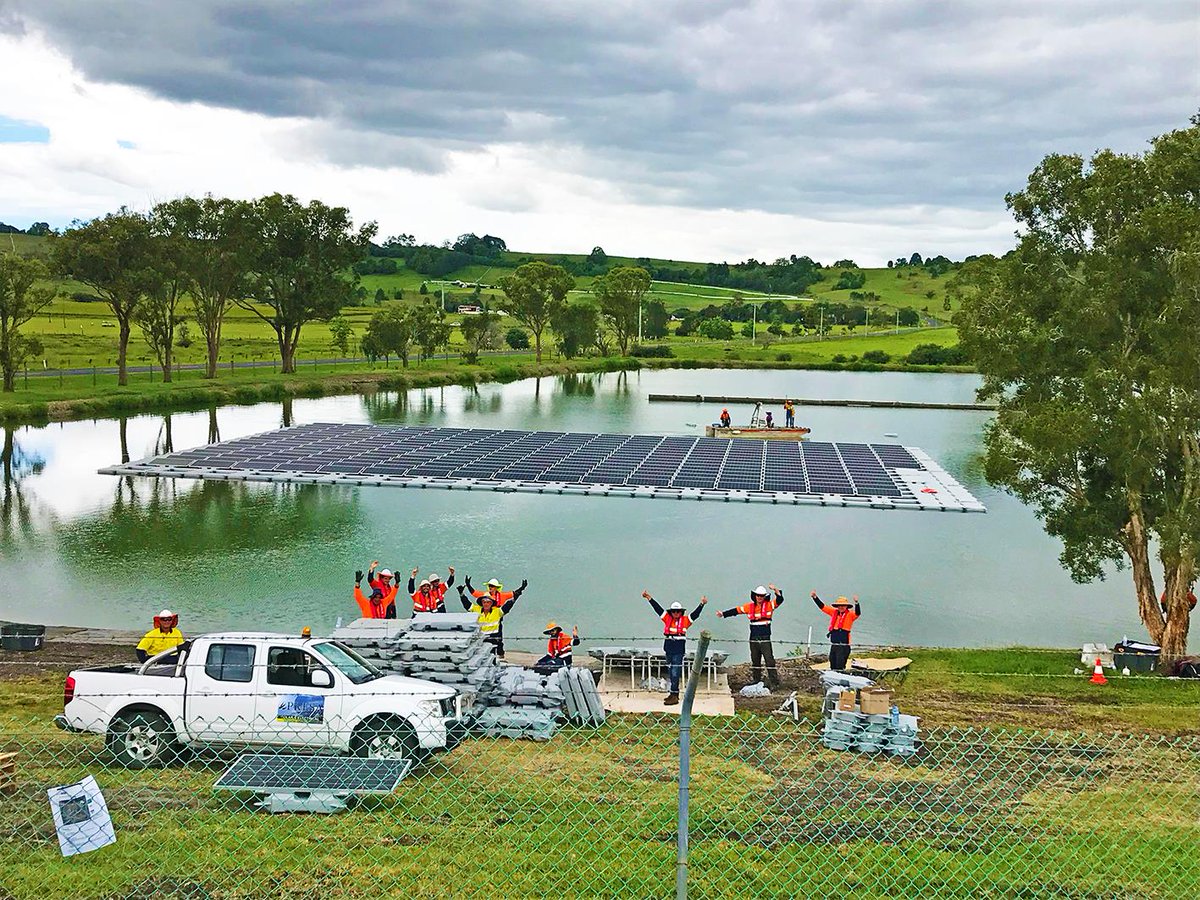Floating solar plant in Lismore, New South Wales, Australia