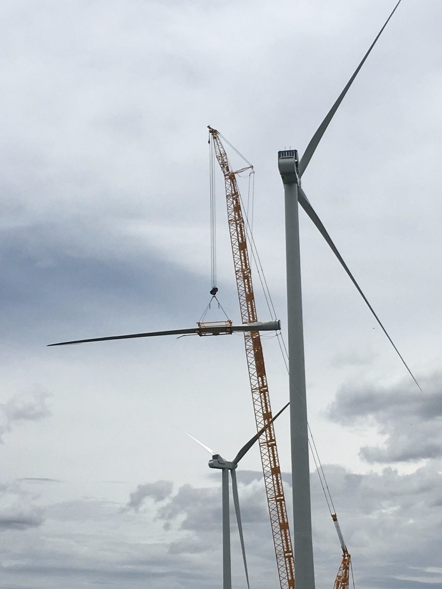 Blade making its way to the top of a tower.