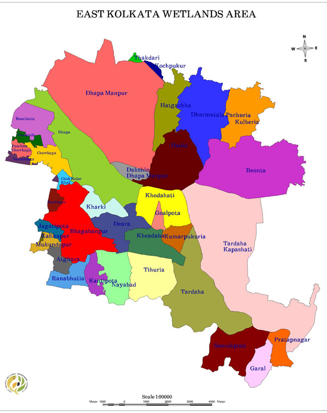 Mouzas that are part of East Kolkata Wetlands