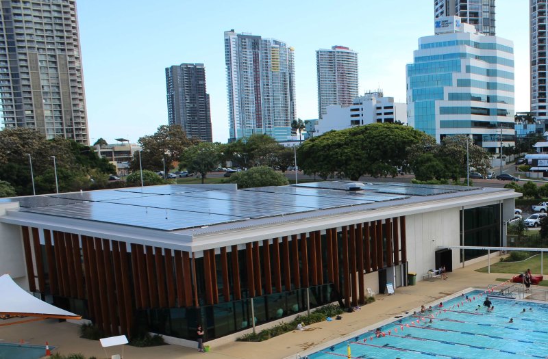 Rooftop solar at Gold Coast Aquatic Centre