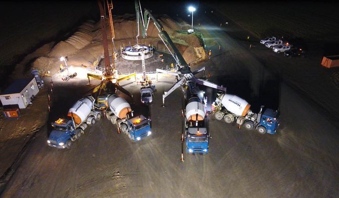 Concrete pours completed for 61 turbines!