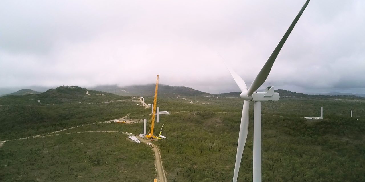 6 turbines raised. Another 11 are partially erected while 43 concrete foundations have been poured.