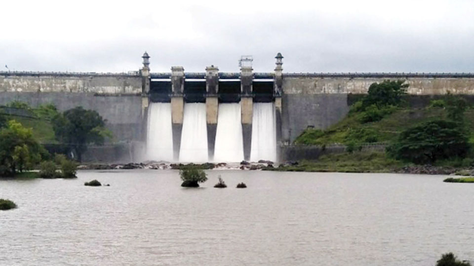 Harangi Dam. At 94% of its live capacity of 8.07 tmc. As the levels started to reach near maximum levels, the 4 crest gates of the dam in Somwarpet taluk of Kodagu were opened on 07 Jul releasing water to KRS Dam. The dam irrigates over 1.5 lakh hectares of land in Periyapatna, Hunsur, K.R. Nagar and Arakalagud in Hassan.
