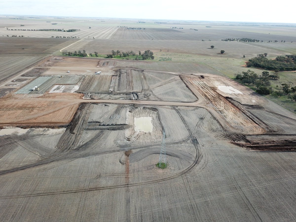 A drone shot captures the progression of the civil construction of the substation where electricity generated will be fed into the grid.
