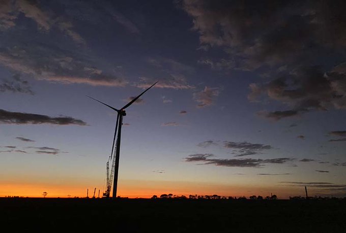 Vestas announces 1st of 43 turbines is installed.