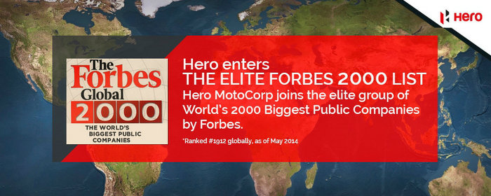 Hero MotoCorp's rank in Forbes elite list of 2000 biggest public companies