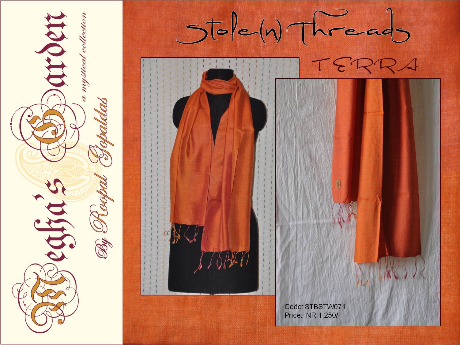 Inspired by the colours of earth is this exclusive hand woven, single piece, two toned range of stoles in Mulberry & Tussar silk.