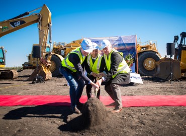 Ground breaking ceremony at the site, signalling start of construction.