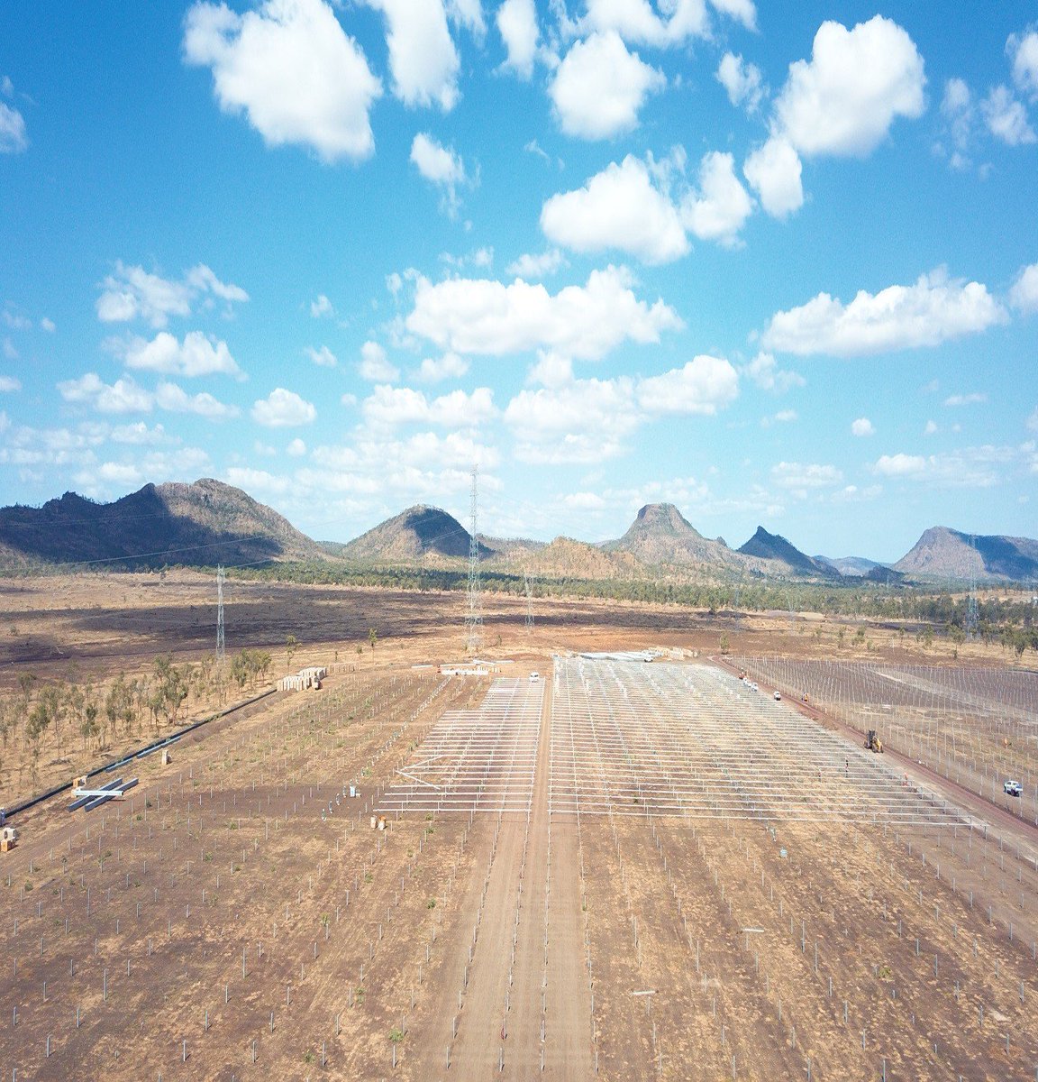 Foundation of mounting systems being put in place.