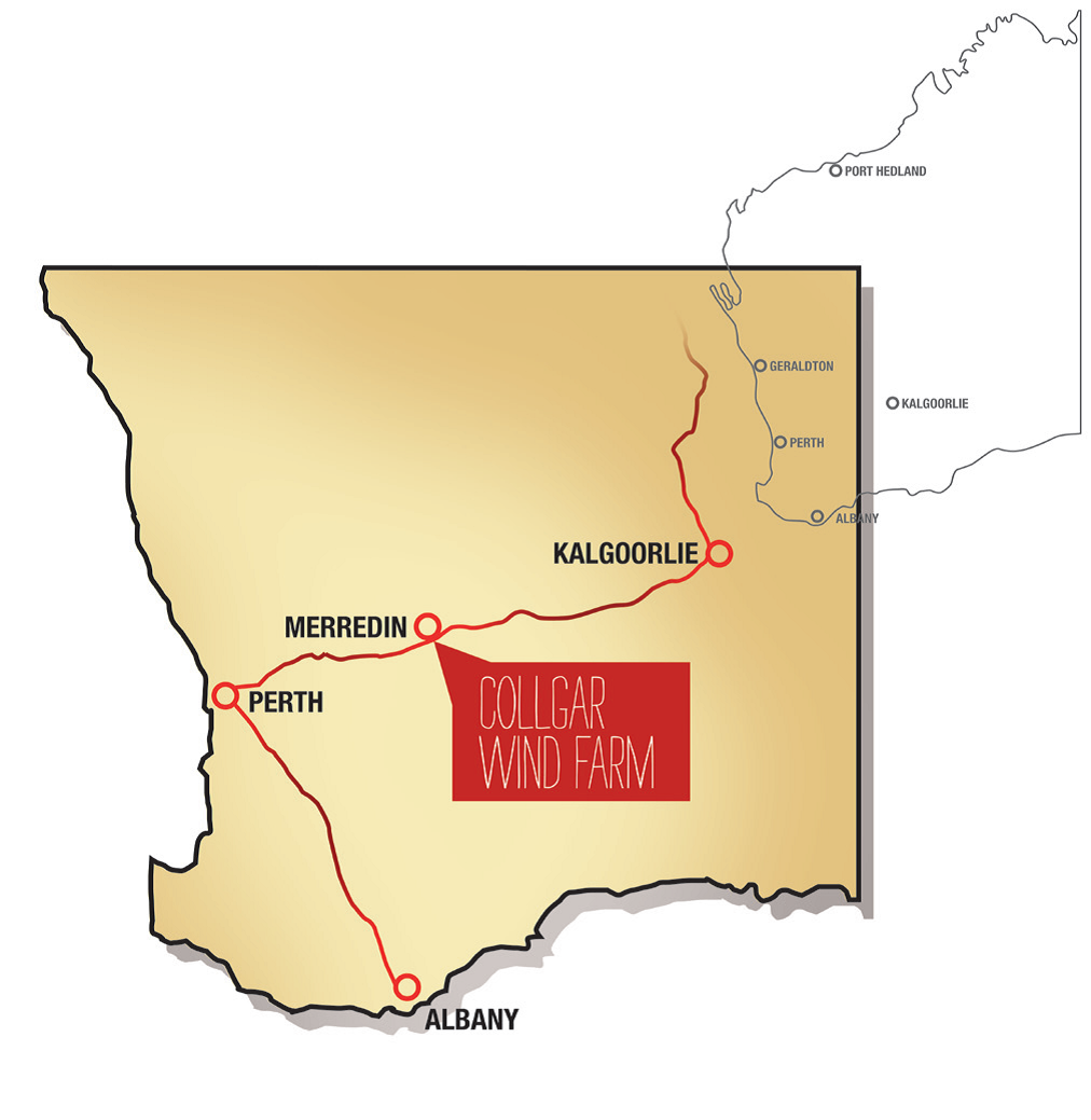 Approximate area of private freehold land on which the project is located. The electricity generated from each turbine is transmitted via underground and above ground cabling to a central cable marshalling point at the onsite substation, which is located next to the 220kv power line that runs through the site area. The substation then connects directly into the grid network on site.