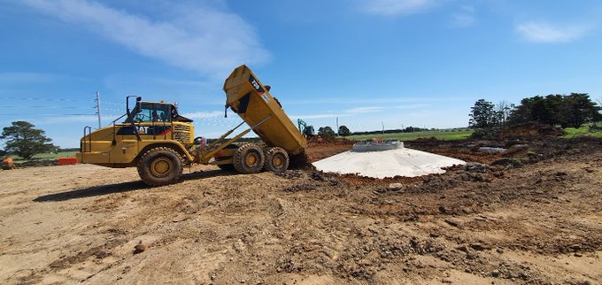 Last of the 35 concrete base pours completed by JBA.