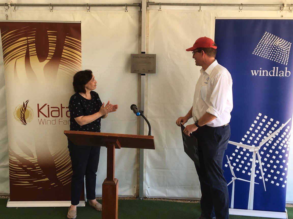 Official opening of the farm by Victorian Minister for Energy and Climate Change Lily D'Ambrosio.