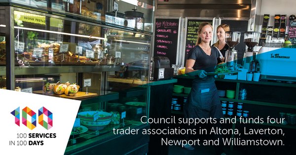 trader associations in Altona, Laverton, Newport and Williamstown that the council supports and funds with an objective to help local business grow.
