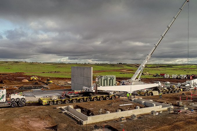 Transformer being delivered to the project site.